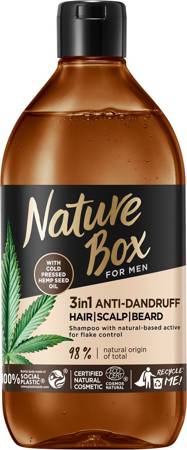 Nature Box for Men Szampon przeciwłupieżowy do włosów ,skóry głowy i brody 3w1  385ml